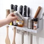 8EHx045 Multi function Traceless wall hanging 5 position knife holder double lattice chopsticks cage 4 hook 1.jpg