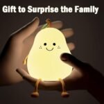 Night Light Cute Pear LED Nursery Nightlight Lamp, Tap Control Squishy Silicone, USB Rechargeable Bedside Lamp for Bedroom, Warm White & 7 Colors, Festival,Christmas Gift for Kids - Image 6