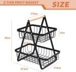 Fruit Stand Fruit Bowl, 2 & 3-Tier Fruit Basket, Fruit Bowl, Bread Basket, Vegetable Bread Basket, Modern for Kitchen Decoration, Vegetables, Fruits, Snacks - Image 11