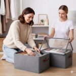 Collapsible Fabric Storage Cubes Organizer with Handles Foldable Storage Baskets for Organizing Toys, Books, Shelves, Closet, Large Storage Box with Handles