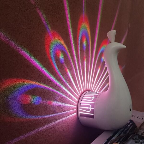Peacock Wall Light, LED Peacock Projection Lamp Nightlight with Remote Control USB Rechargeable Projector Night Light for Home Decor Living Room Bedroom Office (Multicolored)