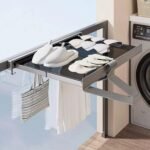 Balcony Retractable Tiled Net Clothes Drying Rack,Wall-Mounted Mesh Sweater Drying Rack,Folding Clothes Basket Clothes Drying Net,Black,60cm