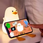 Duck Night Light for Children, Seagull Silicone Children's Room Warm Light with Dimmable Cute Bedside Lamp as a Gift for Boys Girls Mobile Phone Holder - Image 2