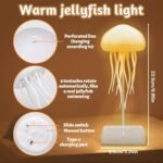 Cute Jellyfish Night Light, RGB Gradient Bedside Lamp Voice Control Rechargeable - Type-C Table Lamp with Touch Sensor for Bedroom - Image 4