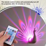 Peacock Wall Light, LED Peacock Projection Lamp Nightlight with Remote Control USB Rechargeable Projector Night Light for Home Decor Living Room Bedroom Office (Multicolored) - Image 6