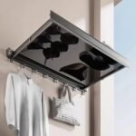 Balcony Retractable Tiled Net Clothes Drying Rack,Wall-Mounted Mesh Sweater Drying Rack,Folding Clothes Basket Clothes Drying Net,Black,60cm - Image 2