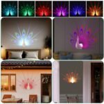 Peacock Wall Light, LED Peacock Projection Lamp Nightlight with Remote Control USB Rechargeable Projector Night Light for Home Decor Living Room Bedroom Office (Multicolored) - Image 7