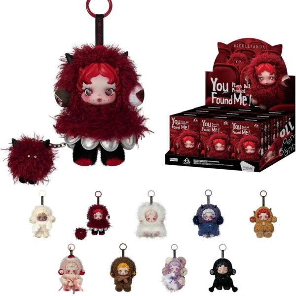 POP MART SKULLPANDA You Found Me! Series Plush Doll Pendant Blind Box Figures, Collectible Toys, Holiday Birthday Gifts for Girlfriend Daughter Girls and Boys, Single Box