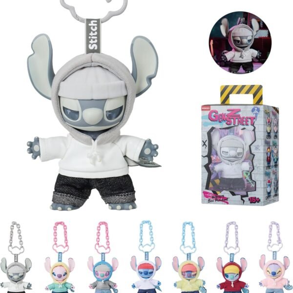 MINISO Disney Stitch GenZ Street Collection Vinyl Plush Pendant Surprise Box Figure Model Random Design Blind Box Toy Collectible Toy for Home Decor Birthday Gifts (Random One Figure)