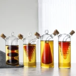 Double-layer Glass Oil Jug 2-in-1 Oil Vinegar Bottle Home Creative Double-mouth Cork Shaped Glass Oil Jug Kitchen Seasoning Tool 6.5*18CM - Image 3