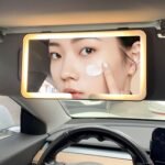 Car Sun Visor Mirror, Rechargeable Car Makeup Mirror with 3 Light Modes, Portable Car Makeup Mirror, Universal Car Interior Cosmetic Mirror for Car Sun Visors, Dimmable Touch Control - Image 3