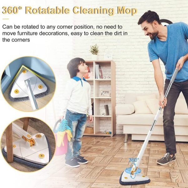 360 Degree Rotatable Multifunctional Triangle Mop, Adjustable Chenille Microfiber Mop Triangular Cleaning Supplies for Dust Wall Glass, Floor, Wall, Gap, Corner, Car Wash