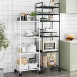 Kitchen Mobile Snacks Storage Rack Bathroom Bedroom Storage Cabinet Shelf with Wheels Livingroom Trolley Gap Organizer Cart 6 layers