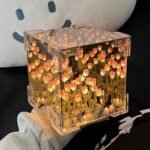 Tulip Night Light, Handmade DIY Cube Mirror Light with 20 Flowers, Tulip Flower Table Lamp & Mirror 2-in-1 for Decoration, Birthday Gifts for Women and Girl, Multicolor - Image 2