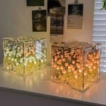 Tulip Night Light, Handmade DIY Cube Mirror Light with 20 Flowers, Tulip Flower Table Lamp & Mirror 2-in-1 for Decoration, Birthday Gifts for Women and Girl, Multicolor - Image 4